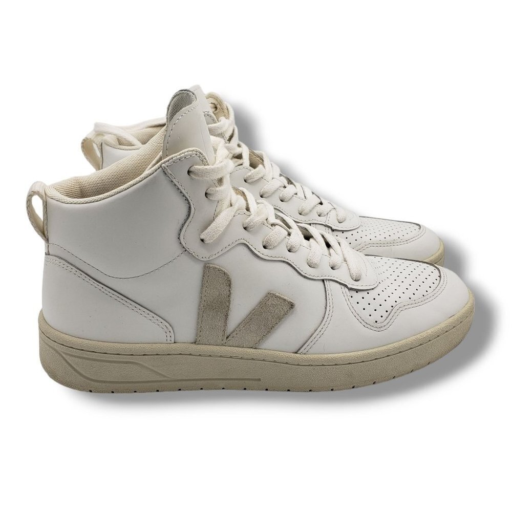 Veja‎ V-15 Mid Top Sneaker Mens 8 White Leater